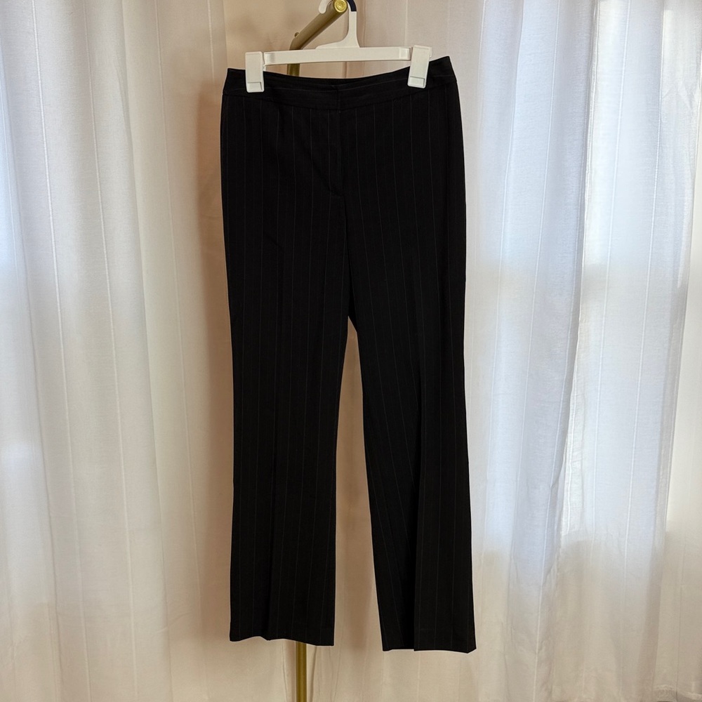 Classic Black Pinstripe Women's Straight Leg Pants